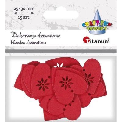 Opakowanie Drewniane serca czerwone 29x30mm 15szt