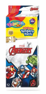 Opakowanie Farby Colorino Kids tempera w tubach 12 kolorów 12 ml Avengers