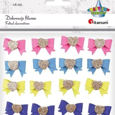 Opakowanie Filcowe kokardy 3D samoprzylepne 30x20mm mix 16szt