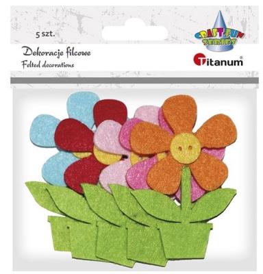 Opakowanie Filcowe kwiatki w doniczkach 47x70 mm 5szt