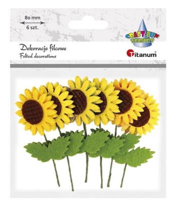 Opakowanie Filcowe słoneczniki 3D 80mm żółte 6szt