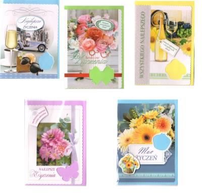Opakowanie Karnet B6 z naklejką. Życzenia (10szt) MIX