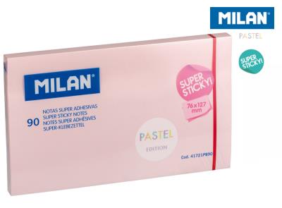 Opakowanie Karteczki samoprzylepne różowe Milan super sticky pastel 127 x 76, 90 sztuk