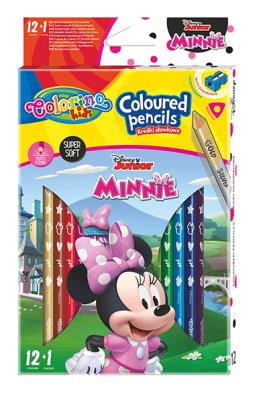 Opakowanie Kredki ołówkowe trójkątne Colorino Kids 13 kolorów 12 sztuk z temperówką Minnie