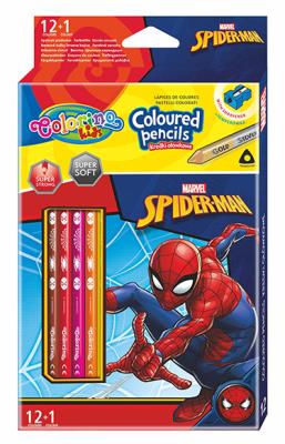 Opakowanie Kredki ołówkowe trójkątne Colorino Kids 13 kolorów 12 sztuk z temperówką Spiderman