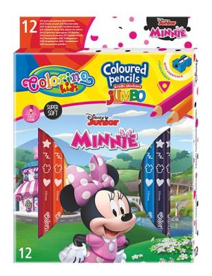 Kredki ołówkowe trójkątne jumbo Colorino Kids 13 kolorów 12 sztuk z temperówką Minnie. Wydawca: Patio. SmakLiter.pl Opakowanie Kredki ołówkowe trójkątne jumbo Colorino Kids 13 kolorów 12 sztuk z temperówką Minnie