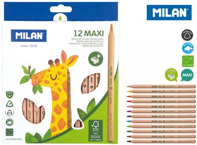 Opakowanie Kredki trójkątne Maxi Natural 12 kolorów MILAN