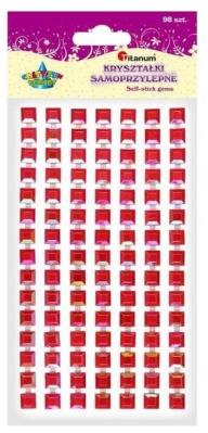 Opakowanie Kryształki samoprzylepne paski kw. czerwone 7szt