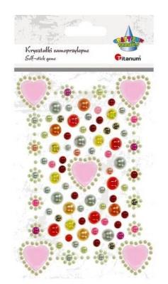 Opakowanie Kryształki samoprzylepne serca perełki różowe