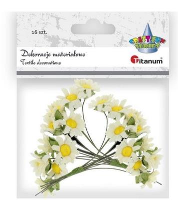 Opakowanie Materiałowe rumianki na druciku białe 16szt