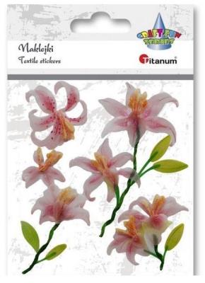 Opakowanie Naklejki foliowo-papier. 3D liliie biało-róż. 6szt