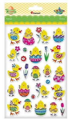 Opakowanie Naklejki papier w folii 3D kurczaczki mix