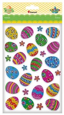 Opakowanie Naklejki papier w folii 3D pisanki, kwiatki