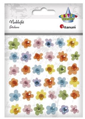 Opakowanie Naklejki papierowe 3D kwiatki z kryszt. mix 36szt