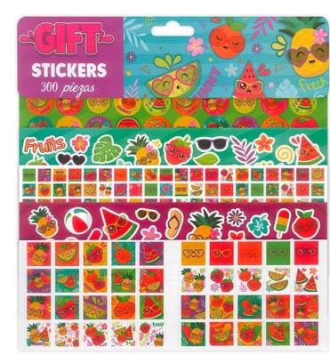 Opakowanie Naklejki papierowe 5 plansz wesołe owoce 300szt