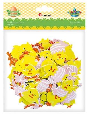 Opakowanie Naklejki piankowe kurczaczki żółto-róż. mix 100szt