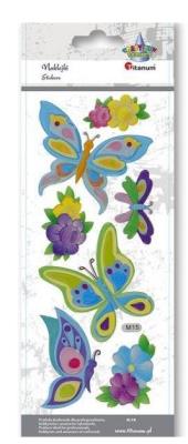 Opakowanie Naklejki wypukłe miękkie motyle, kwiaty 7szt