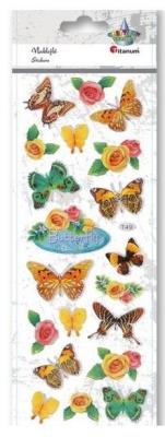 Opakowanie Naklejki wypukłe miękkie motyle róże 20szt