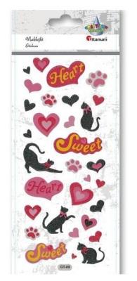 Opakowanie Naklejki wypukłe miękkie serca koty 31szt