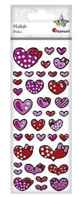 Opakowanie Naklejki wypukłe serca czerwone, różowe 38 szt