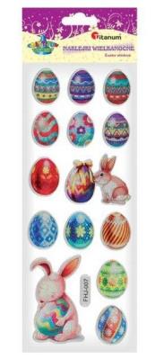 Opakowanie Naklejki wypukłe zające z pisanką 17x22 mm 14szt