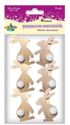 Opakowanie Ozdoba drewniana Klamerki króliczki mix 6szt