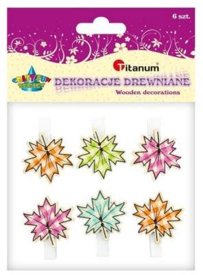 Opakowanie Ozdoba drewniana Klamerki liście 30x30mm mix 6szt