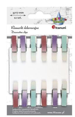 Opakowanie Ozdoba drewniana Klamerki ombre 7x45mm mix 12szt