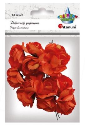 Opakowanie Papierowe róże na druciku pomarańcz 25mm 12szt