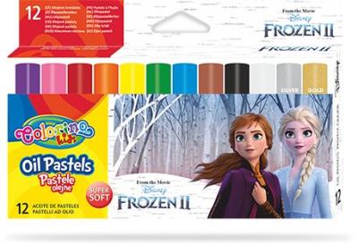 Pastele olejne Colorino Kids trójkątne 12 kolorów Frozen. Wydawca: Patio. SmakLiter.pl Opakowanie Pastele olejne Colorino Kids trójkątne 12 kolorów Frozen