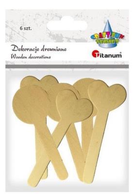 Opakowanie Patyczki drewniane dekoracja serce 6szt