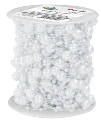 Opakowanie Perełki na żyłce 20m 2 rozmiary białe