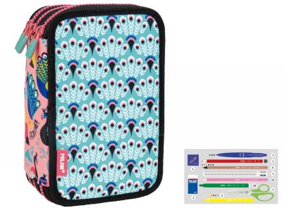 Opakowanie Piórnik 3 poz. z wyprawką Peacock niebieski MILAN