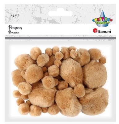 Opakowanie Pompony akrylowe beżowe mix rozmiarów 45szt