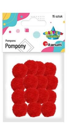 Opakowanie Pompony poliestrowe 18mm czerwone 15szt