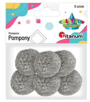 Opakowanie Pompony włóczkowe 3cm jasnoszare 6szt