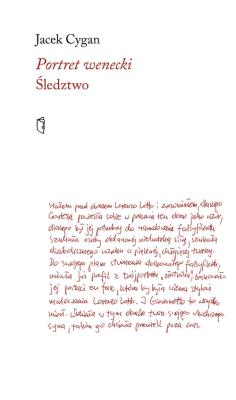Portret wenecki Śledztwo. Autor: Jacek Cygan. SmakLiter.pl Okładka książki Portret wenecki Śledztwo