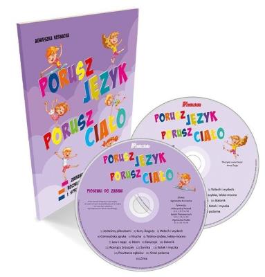 Porusz język, porusz ciało - zabawy z piosenkami. Autor: Agnieszka Kornacka. SmakLiter.pl Okładka książki Porusz język, porusz ciało - zabawy z piosenkami