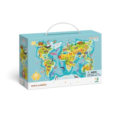 Opakowanie Puzzle 80 obserwacyjne Mapa Świata zwierząt DOP300133