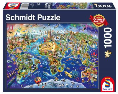 Puzzle PQ 1000 Odkrywanie świata G3. Wydawca: Schmidt. SmakLiter.pl Opakowanie Puzzle PQ 1000 Odkrywanie świata G3