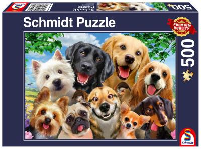 Puzzle PQ 500 Psy robią selfie G3. Wydawca: Schmidt. SmakLiter.pl Opakowanie Puzzle PQ 500 Psy robią selfie G3