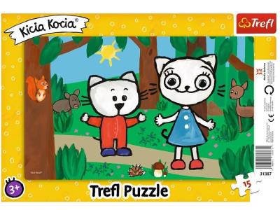 Opakowanie Puzzle ramkowe 15 Kicia Kocia w lesie TREFL