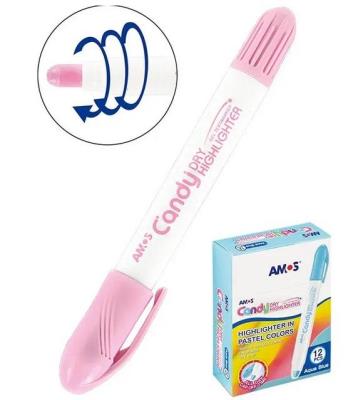 Opakowanie Zakreślacz w sztyfcie róż pudrowy (12szt) AMOS