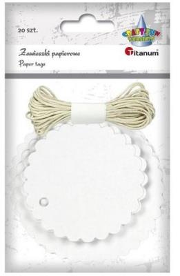 Opakowanie Zawieszki papierowe okrągłe z falbanką białe 20szt