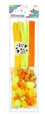 Opakowanie Zestaw druciki, pompony, oczka żółte 80szt