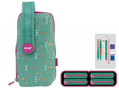 Opakowanie Multipiórnik Milan owalny z 4 piórnikami COPPER III zielony