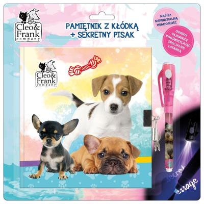 Opakowanie Pamiętnik z kłódką+sekretny pisak Cleo i Frank 27 pies