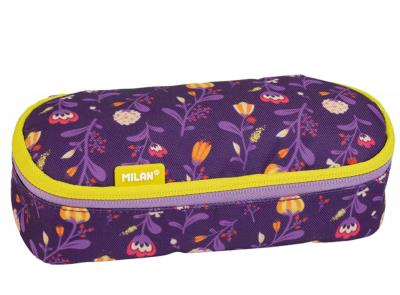 Opakowanie Piórnik Milan owalny FLOWERS fioletowy