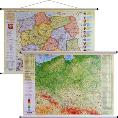 Okładka książki Polska mapa ścienna dwustronna administracyjno-fizyczna 1:1 000 000