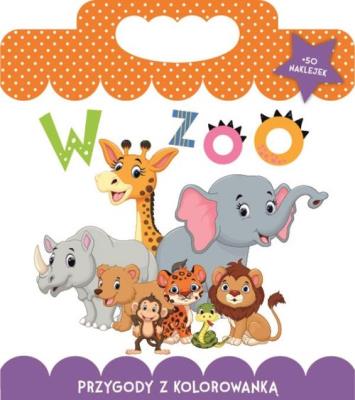 Przygody z kolorowanką. W ZOO. Autor: Matusiak Monika. SmakLiter.pl Okładka książki Przygody z kolorowanką. W ZOO